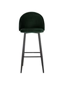 Zamatová barová stolička Amy, Zamatová tmavozelená, čierna, Š 45 x V 103 cm