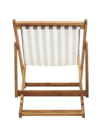 Sedia a sdraio pieghevole Zoe, Struttura: legno di acacia massiccio, Beige, bianco, Larg. 59 x Prof. 84 cm