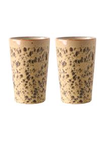 Tazza senza manico fatta a mano in stile retrò 70's 2 pz, Terracotta, Arancione, marrone, Ø 9 x Alt. 14 cm