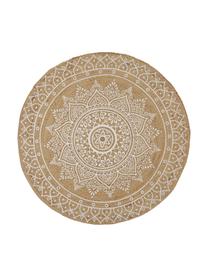 Tapis rond jute Dahlia, 100 % jute, Beige, blanc, Ø 200 cm (taille L)