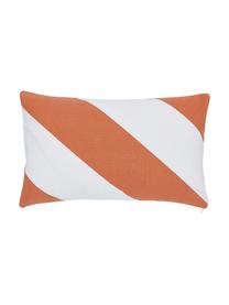 Gestreifte Kissenhülle Ren, 100% Baumwolle, Weiss, Orange, B 30 x L 50 cm