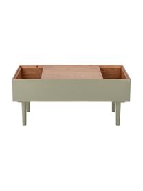 Mesa auxiliar Favne con Stauraum, Madera contrachapada, chapa de roble, Madera pintada verde, An 90 x F 50 cm