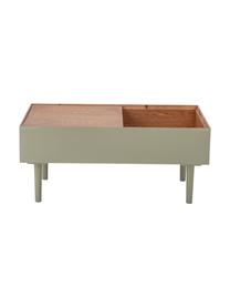 Table d'appoint avec rangement Favne, Contreplaqué, placage en bois de chêne, Bois, vert laqué, larg. 90 x prof. 50 cm