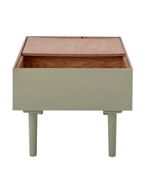 Odkladací stolík s úložným priestorom Favne, Preglejka, dubová dyha, Drevo, zelená lakované, Š 90 x H 50 cm