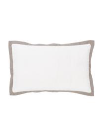 Housse de coussin rectangulaire lin blanc Mira, 51 % lin, 49 % coton, Blanc, larg. 30 x long. 50 cm