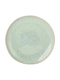 Handbemalte Frühstücksteller Areia mit reaktiver Glasur, 2 Stück, Steingut, Mint, Gebrochenes Weiß, Beige, Ø 22 cm