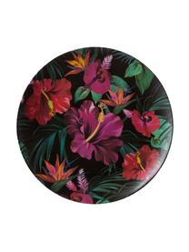 Bamboehouten dinerbord Tropical Flower, 55% bamboevezels, 25% maïszetmeel, 15% melamine, Groentinten, fuchsiakleurig, rood, wit, Ø 25 cm