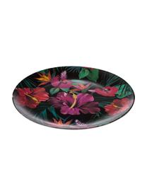 Bamboehouten dinerbord Tropical Flower, 55% bamboevezels, 25% maïszetmeel, 15% melamine, Groentinten, fuchsiakleurig, rood, wit, Ø 25 cm