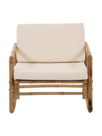 Fotel wypoczynkowy ogrodowy z drewna bambusowego Bindi, Stelaż: drewno bambusowe, natural, Tapicerka: bawełna, Drewno bambusowe, odcienie kremowego, S 75 x G 75 cm