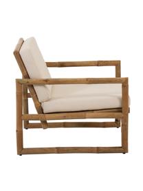 Outdoor fauteuil Bindi, Frame: natuurlijk bamboehout, Bekleding: katoen, Bamboehoutkleurig, crèmekleurig, B 75 x D 75 cm