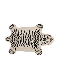 Felpudo White Tiger, Parte superior: fibras de coco, Reverso: PVC, Blanco crudo, negro, An 45 x L 70 cm