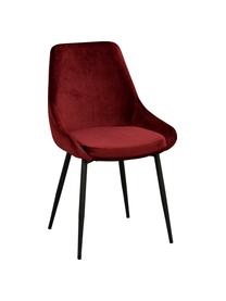 Fluwelen stoelen Sierra, 2 stuks, Bekleding: polyester fluweel, Poten: gelakt metaal, Rood, zwart, B 49 x D 55 cm