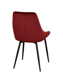 Fluwelen stoelen Sierra, 2 stuks, Bekleding: polyester fluweel, Poten: gelakt metaal, Rood, zwart, B 49 x D 55 cm