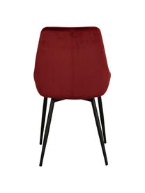 Fluwelen stoelen Sierra, 2 stuks, Bekleding: polyester fluweel, Poten: gelakt metaal, Rood, zwart, B 49 x D 55 cm