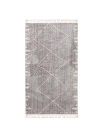 Tapis gris bohème épais Bosse, Gris, blanc crème