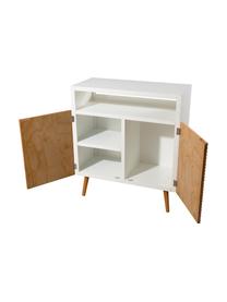 Credenza stile nordico con scompartimento Pedro, Bianco, legno di pino, Larg. 80 x Alt. 89 cm