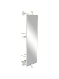 Specchio da parete con ripiani bianchi Function, Struttura: metallo rivestito, Superficie dello specchio: lastra di vetro, Bianco, Larg. 25 x Alt. 78 cm