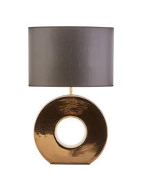 Grosse Keramik-Tischlampe Aron, Lampenschirm: Polyester, Goldfarben, Schwarz, 35 x 56 cm