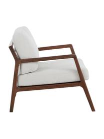 Fauteuil lounge en bois Becky, Tissu beige, bois de noyer, larg. 73 x prof. 90 cm