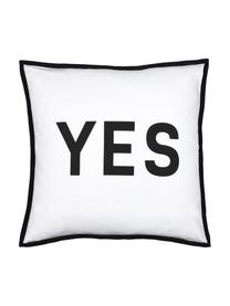 Coussin avec lettrage Decision, Noir, blanc