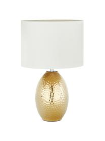 Lampada da tavolo color bianco-dorato Eleanora, Paralume: tessuto, Base della lampada: ceramica, Bianco, dorato, Ø 28 x Alt. 47 cm