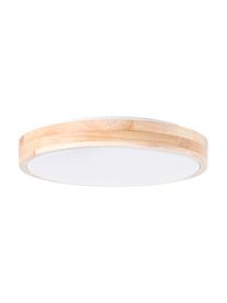 LED plafondlamp Slimline van hout, Lampenkap: hout, Diffuser: kunststof, Bruin, wit, Ø 34 x H 7 cm