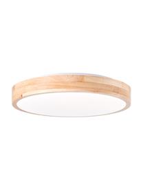 LED plafondlamp Slimline van hout, Lampenkap: hout, Diffuser: kunststof, Bruin, wit, Ø 34 x H 7 cm