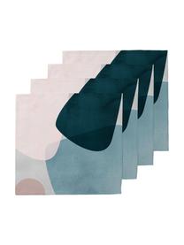 Stoffen servetten Graphic, 4 stuks, Katoen, Donkerblauw, blauw, grijs, roze, 40 x 40 cm