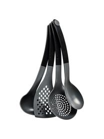 Utensili da cucina color nero Optima 4 pz, Nylon, Nero, grigio, Set in varie misure