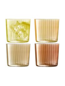 Set 4 bicchieri acqua in vetro soffiato scanalato Gemme, Vetro soffiato, Tonalità marrone, Ø 8 x Alt. 7 cm