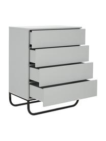 Cómoda cajonera Sanford, Estructura: tablero de fibras de dens, Parte trasera: tablero de fibras de desi, Patas: metal con pintura en polv, Gris claro, negro, An 80 x Al 106 cm