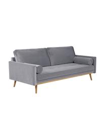 Samt-Sofa Saint (3-Sitzer) in Grau mit Eichenholz-Füsse, Bezug: Samt (Polyester) Der hoch, Gestell: Massives Eichenholz, Span, Samt Grau, B 210 x T 93 cm