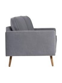 Fluwelen zitbank Saint (3-zits) in grijs met eikenhout-poten, Bekleding: fluweel (polyester) De sl, Frame: massief eikenhout, spaanp, Fluweel grijs, B 210 x D 93 cm