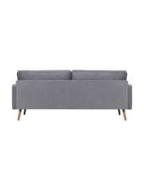 Samt-Sofa Saint (3-Sitzer) in Grau mit Eichenholz-Füße, Bezug: Samt (Polyester) Der hoch, Gestell: Massives Eichenholz, Span, Samt Grau, B 210 x T 93 cm