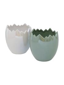 Set 3 portavasi fatti a mano Enya, Terracotta, Verde salvia, bianco latteo con effetto perla, Ø 12 x Alt. 12 cm