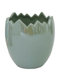 Cache-pot fait main vert et blanc Enya, 3 élém., Grès cérame, Vert sauge nacré, blanc cassé nacré, Ø 12 cm x haut. 12 cm