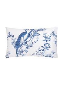 Funda de almohada de percal Annabelle, 45 x 85 cm, Blanco, azul, An 45 x L 85 cm