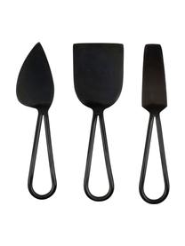 Set de cuchillos de queso Cyan, 3 pzas., Acero recubierto, Negro, L 18 cm