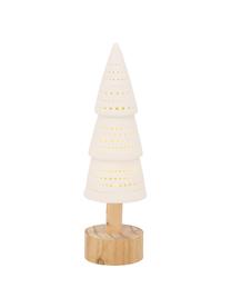 Sapin de Noël décoratif à piles Lumio, Bois de pin, porcelaine, Blanc, brun clair, Ø 10 x haut. 33 cm