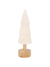 Op batterijen werkende decoratieve kerstboom Lumio, Grenenhout, porselein, Wit, helder hout, Ø 10 x H 33 cm