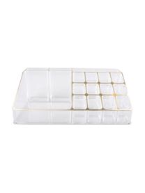 Kosmetik-Organizer Malla, Kunststoff, Transparent, Goldfarben, 22 x 8 cm