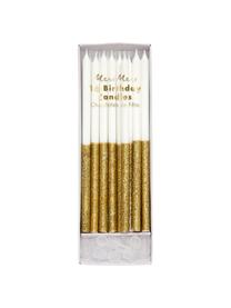 Set de velas de tarta Dippy, 32 pzas., Parafina, plástico, Blanco, dorado, Ø 1 x Al 15 cm