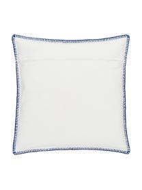 Povlak na polštář s výšivkou Folk, 100 % bavlna, Modrá, bílá, Š 45 cm, D 45 cm