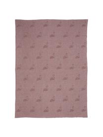 Gebreide dubbelzijdige plaid Flamingo, 100% katoen, Grijs, multicolour, 150 x 200 cm