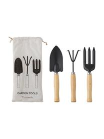 Set de jardinería de madera de eucalipto Dorel, 3 pzas., Negro, beige, plateado, An 7 x Al 21 cm