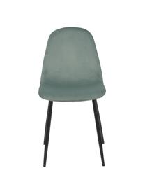 Chaise en velours rembourrée Karla, 2 pièces, Velours vert sauge, larg. 44 x prof. 53 cm