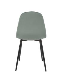 Fluwelen stoelen Karla in groen, 2 stuks, Bekleding: fluweel (100% polyester), Poten: gepoedercoat metaal, Fluweel saliegroen, B 44 x D 53 cm