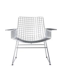 Metalen loungefauteuil Wire in chroom, Verchroomd metaal, Chroomkleurig, B 84  x D 70 cm