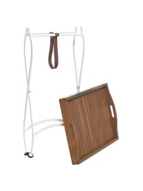 Garten-Tablettisch Parklife mit Holzplatte, Tischplatte: Akazienholz, geölt, Gestell: Metall, verzinkt, pulverb, Weiss, Akazienholz, 65 x 72 cm