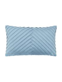 Housse de coussin en velours bleu ciel Lucie, 100 % velours de polyester, Bleu ciel, larg. 30 x long. 50 cm